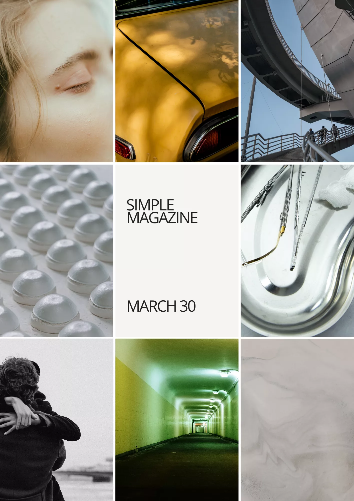 Black White Minimal Simple Modern Photo Collage Magazine Cover